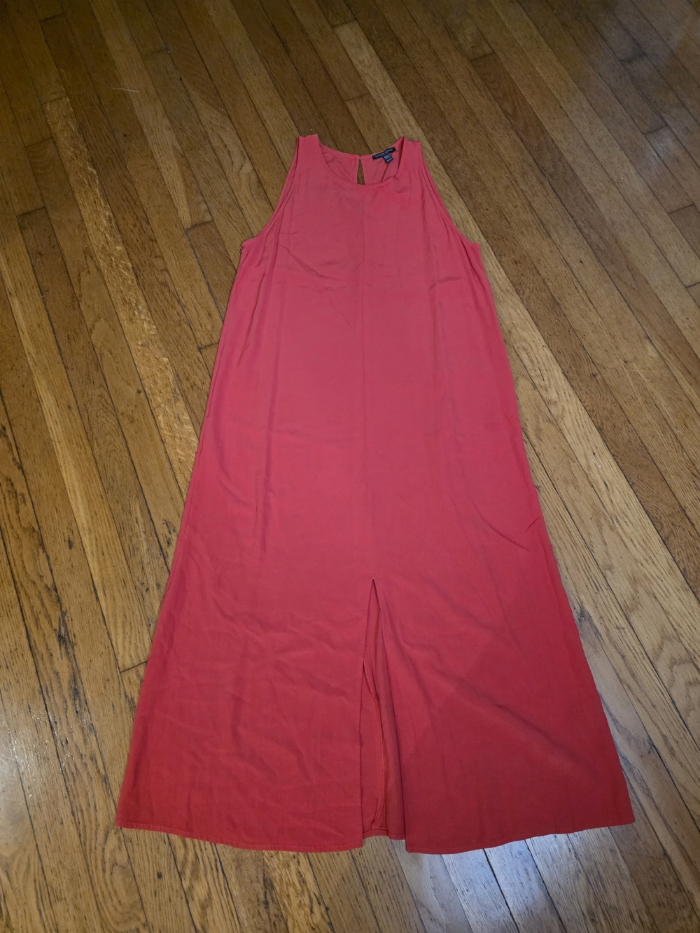 Eileen Fisher Coral Halter Maxi Dress with Front Slit - Picture 2 of 3